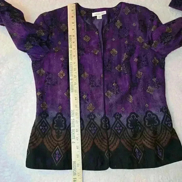 Coldwater Creek Open Front Jacket Blazer Womens Size 6 Purple Festival Design - Picture 7 of 12